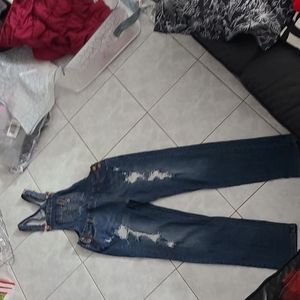 C'esttoi Jeans Overall, Distressed & Torn, Size L